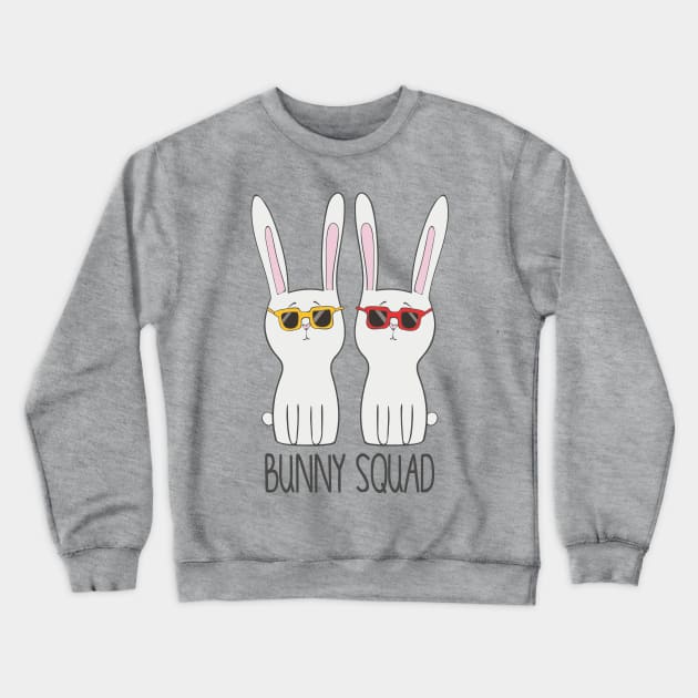 Bunny Squad, Funny Cute Pet Rabbit Lover Crewneck Sweatshirt by Dreamy Panda Designs